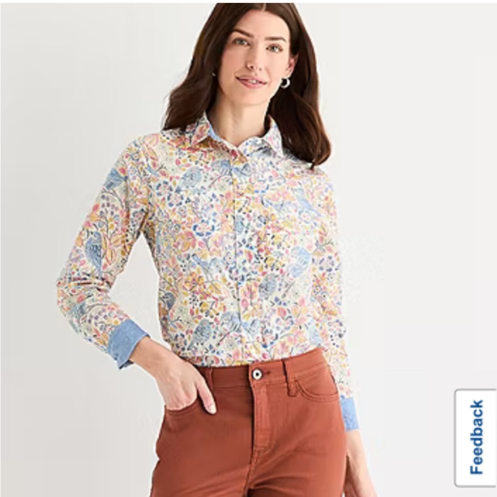 St. John's Bay Multicolor Floral Button Down Shirt